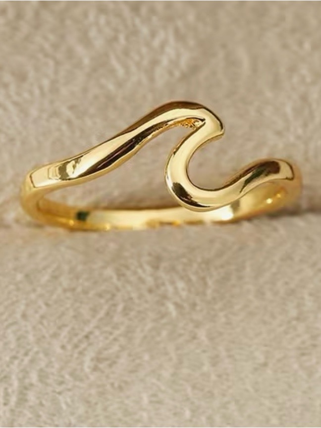 Stainless Steel Curved Wave Ring